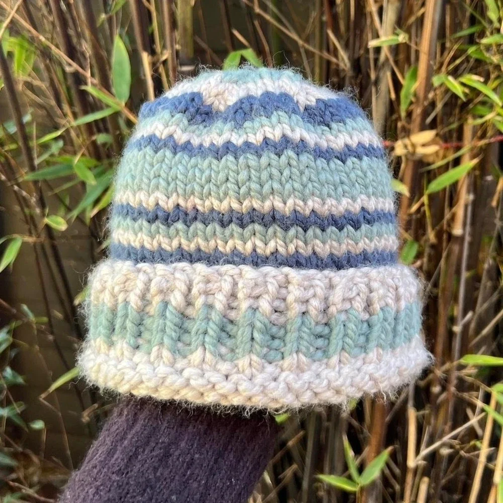 Salted Sea Hand Knit Chunky Beanie with Folded Brim, Unisex